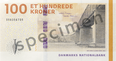 100 DKK - informativni prikaz vazece novcanice SPECIMEN