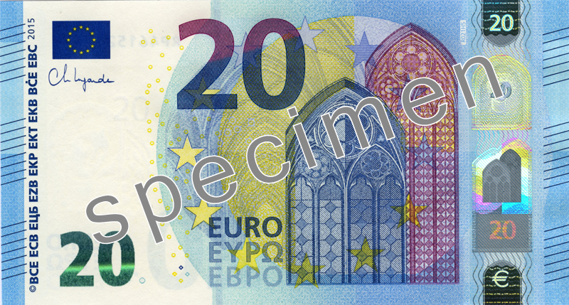 20 EUR - zvanicni informativni prikaz novcanice SPECIMEN