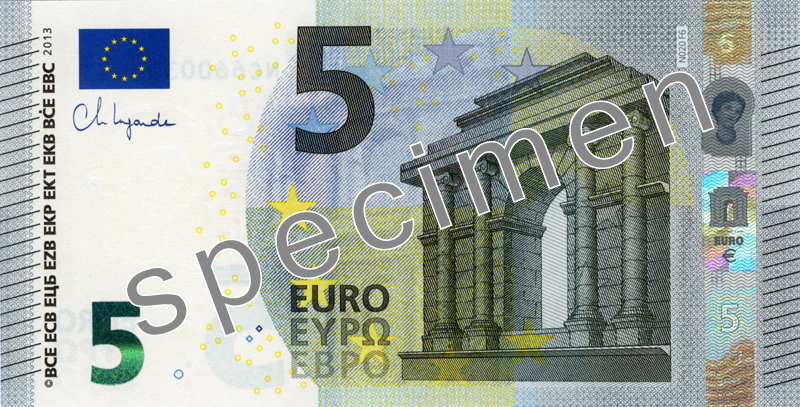 5 EUR - zvanicni informativni prikaz novcanice SPECIMEN