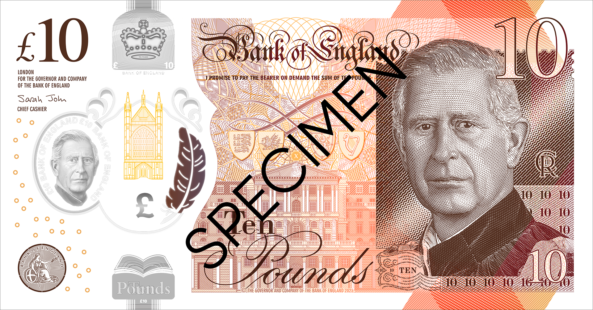 10 GBP - zvanicni informativni prikaz novcanice SPECIMEN