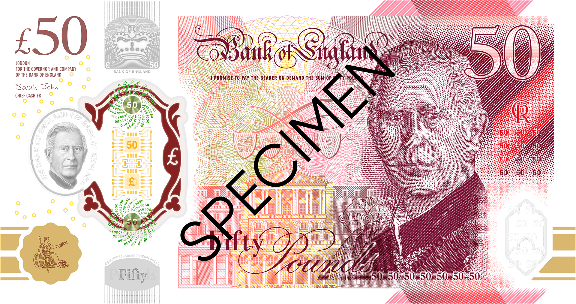 50 GBP - zvanicni informativni prikaz novcanice SPECIMEN