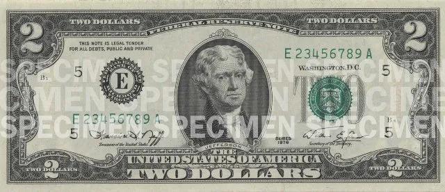 2 USD - zvanicni informativni prikaz novcanice SPECIMEN